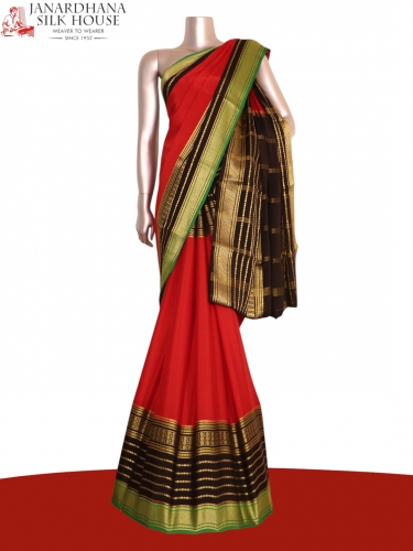 Pure Multi Contrast Mysore Crepe Silk Saree